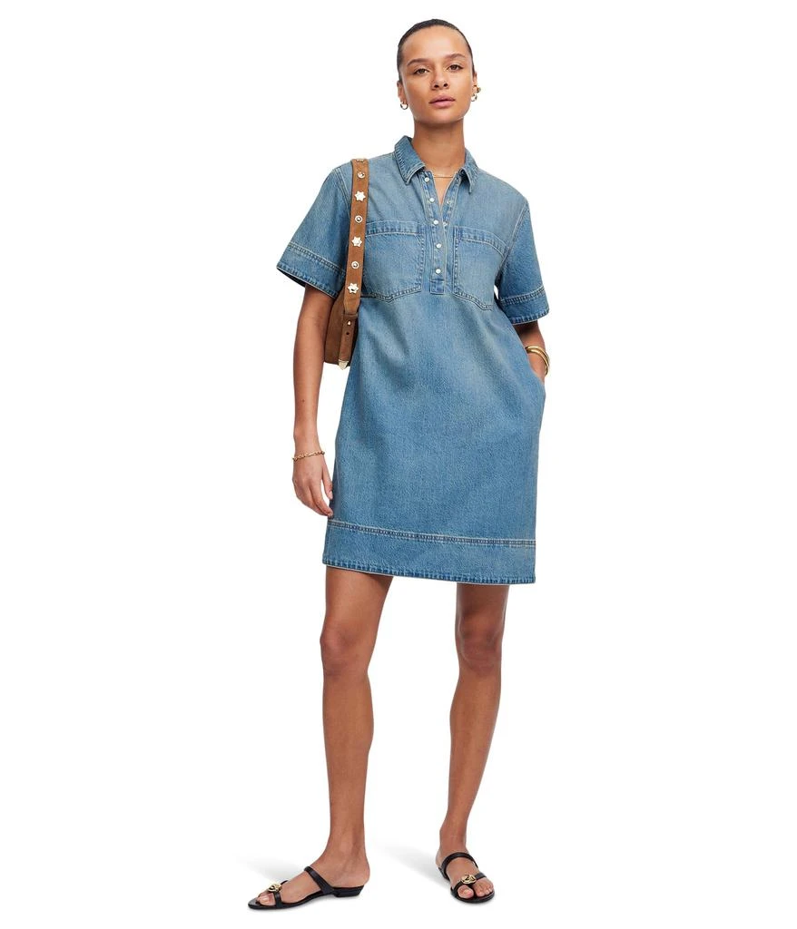 Madewell Short Sleeve Popover Denim Mini Dress In Robertson 5