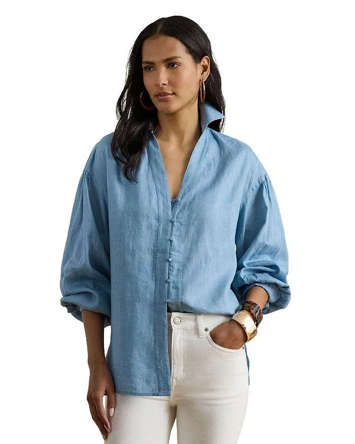 Ralph Lauren Linen Blouson Sleeve Shirt