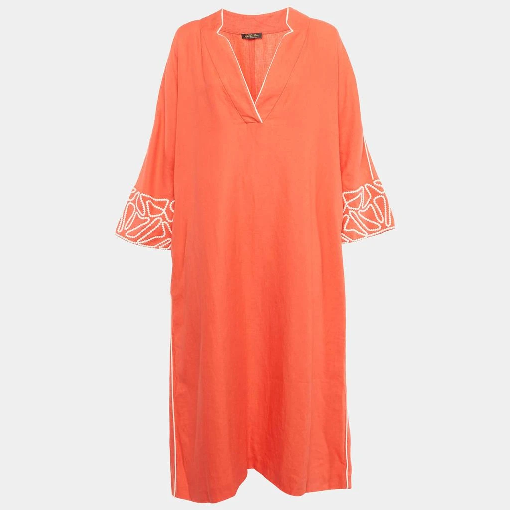 Loro Piana Loro Piana Coral Embroidered Sleeve Linen Midi Dress L - Dresses  & Skirts - Free Shipping - BeyondStyle