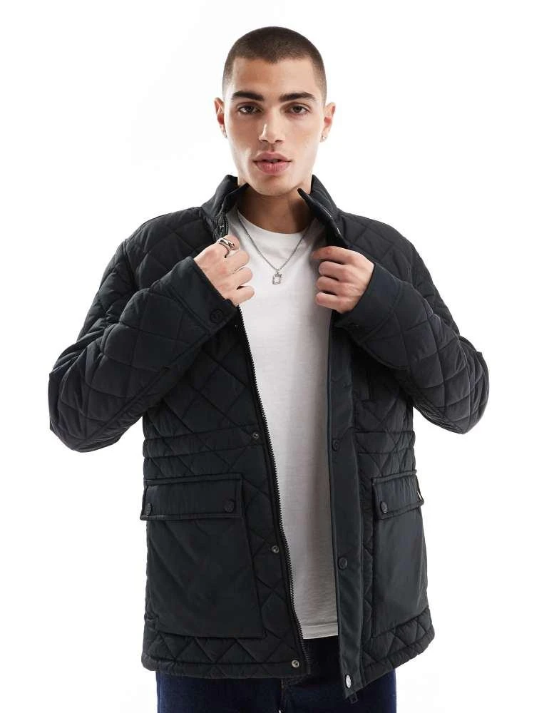 Threadbare Threadbare quilted jacket in black 1