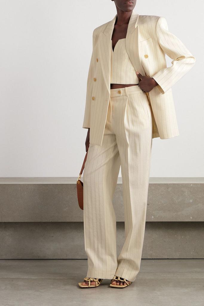 Zimmermann Luminosity oversized double-breasted pinstriped wool and cotton-blend blazer