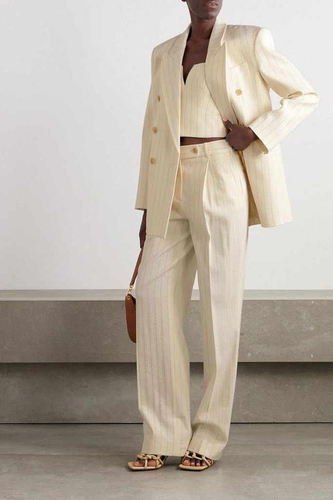 Zimmermann Luminosity oversized double-breasted pinstriped wool and cotton-blend blazer 2