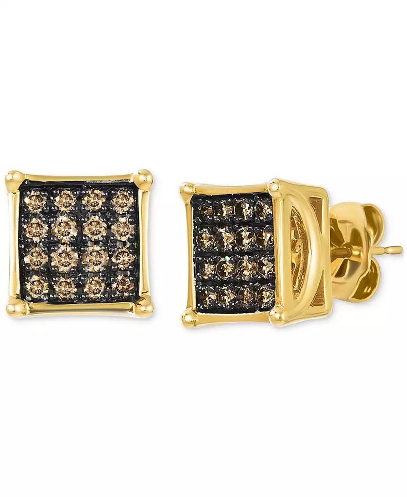 Le Vian Chocolatier® Men
s Chocolate Diamond Square Cluster Stud Earrings (1/2 ct. t.w.) in 14k Gold 1
