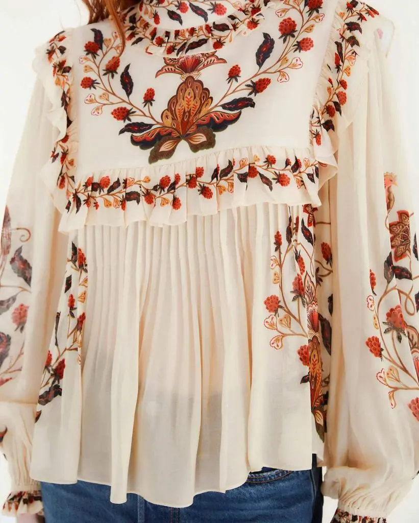 Farm Rio Farm Rio - Berry Garden Long Sleeve Blouse 2