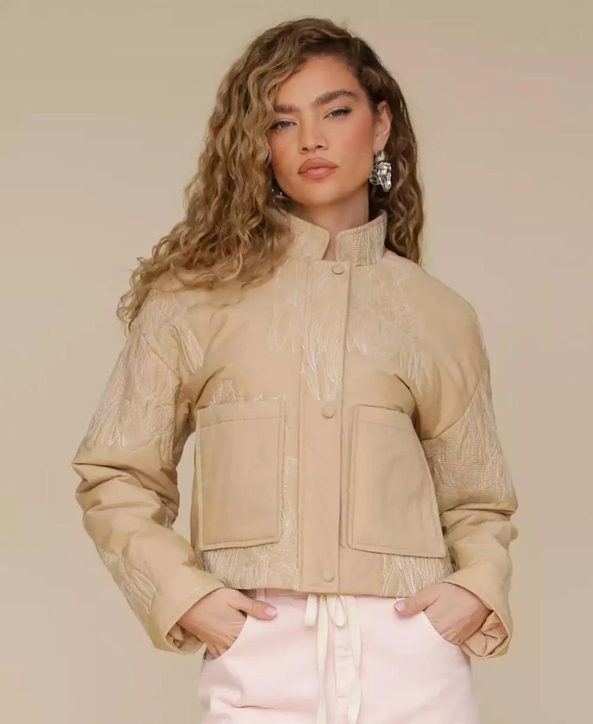 Avec Les Filles Women's Cotton Embroidered Cropped Jacket 1