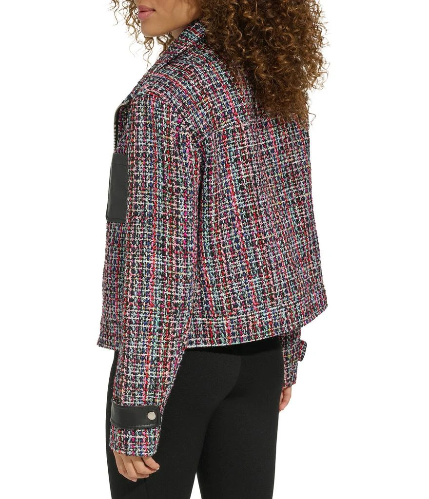 Karl Lagerfeld Paris TWEED AND FAUX LEATHER FRONT ZIP 2