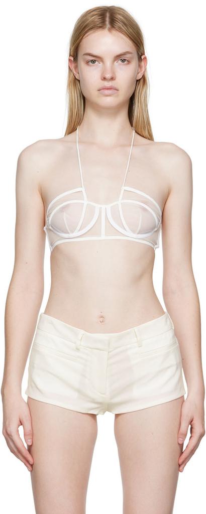Nensi Dojaka White Sheer Bra