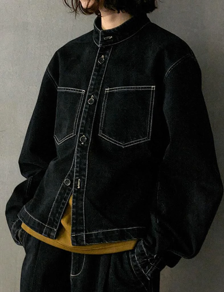 Pixie Market Denim Contrast Stitch Jacket 9