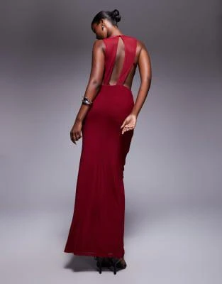 chinese dress ladies DARK CHERRY CORSET MAXI DRESS