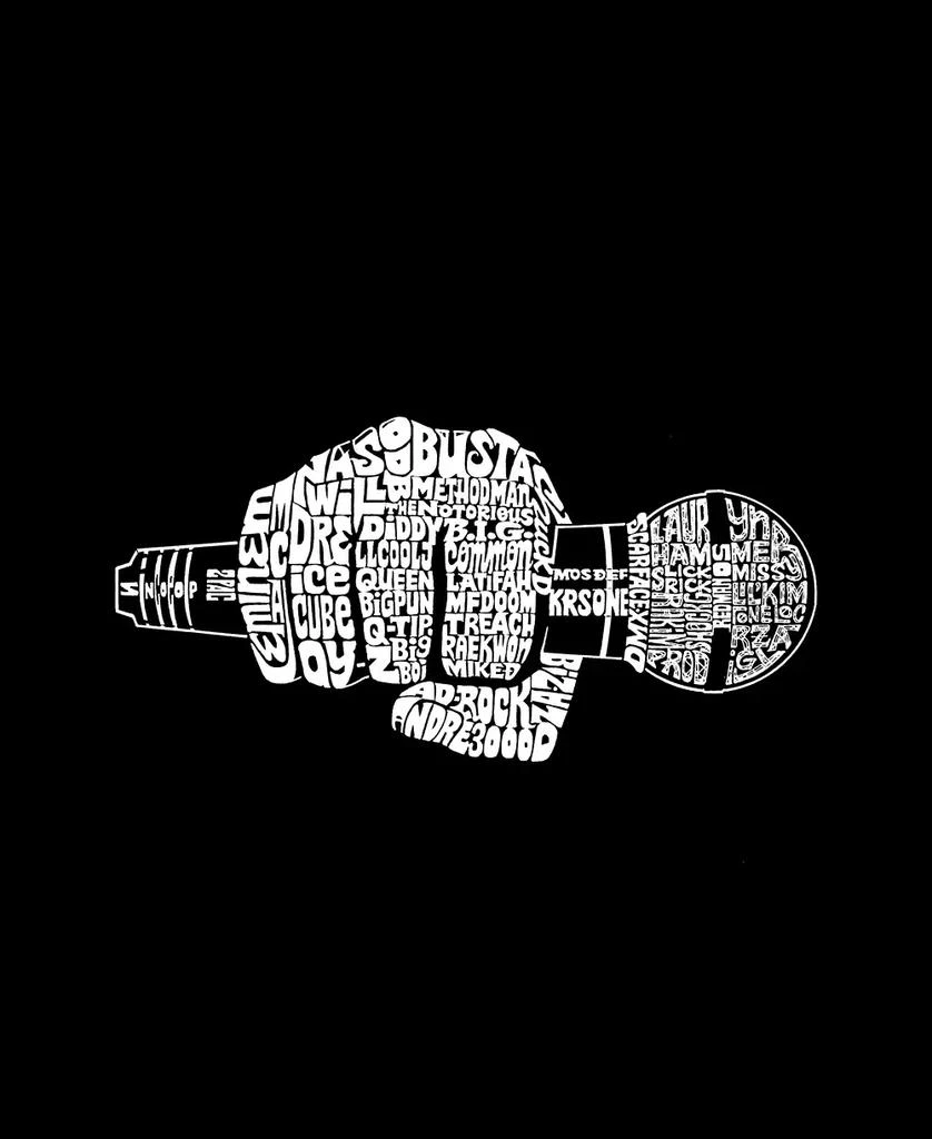 LA Pop Art Men's 90's Rappers Word Art Hooded Sweatshirt 3