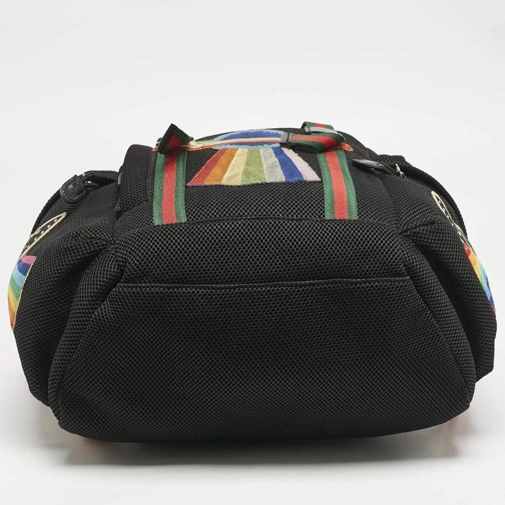 Gucci Hollywood Black Backpack with Multicolor Embroidery Mesh Mix Material Gucci Black Mesh Fabric Hollywood Embroidered Drawstring  main image 2