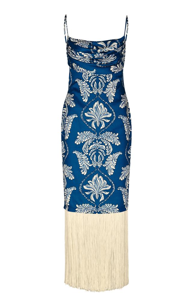 Andres Otalora Andres Otalora - Mar Caribe Fringed Twill Maxi Dress - Navy - US 0 - Moda Operandi