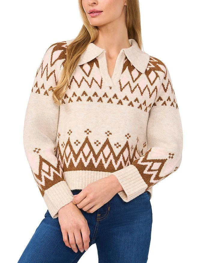 CeCe Collared Fair Isle Sweater 1