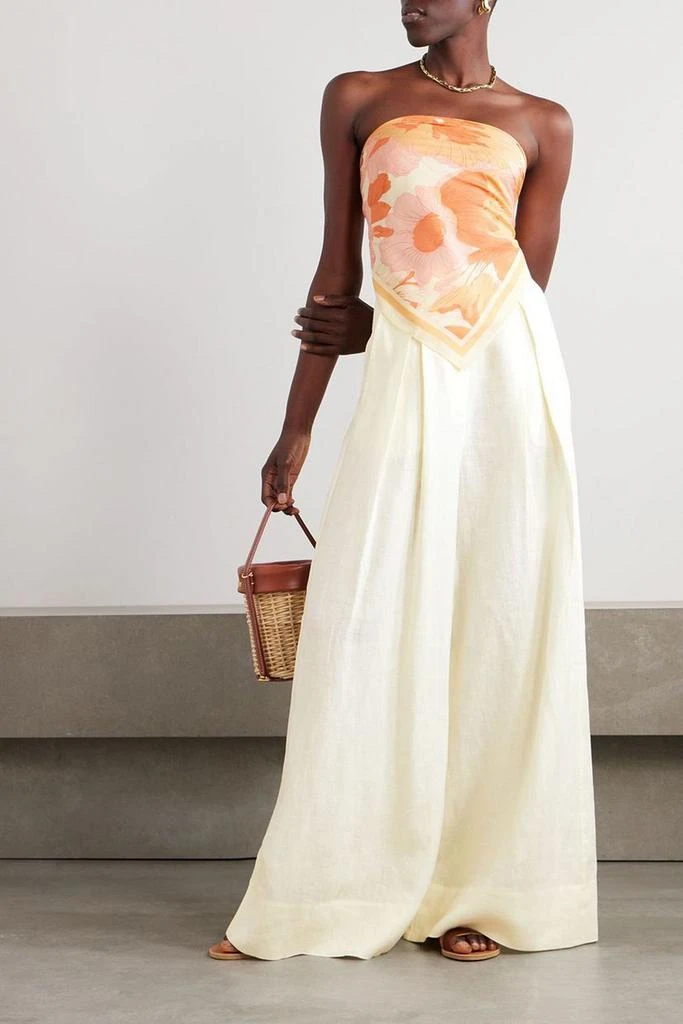 PEONY SWIMWEAR Pleated linen wide-leg pants 2