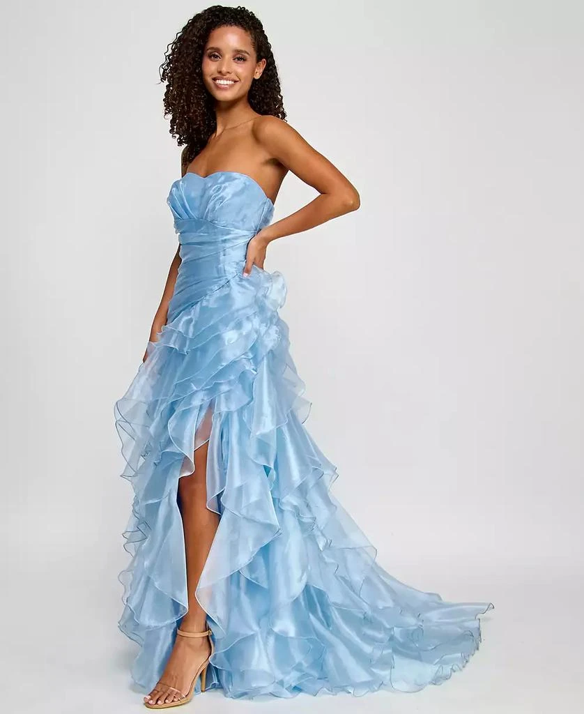 Say Yes Juniors' Ruffled Strapless Ball Gown, Created for Macy's - Light Blue - Size 0 Say Yes Juniors' Ruffled Strapless Ball Gown, Created for Macy's - Light Blue - Size 0