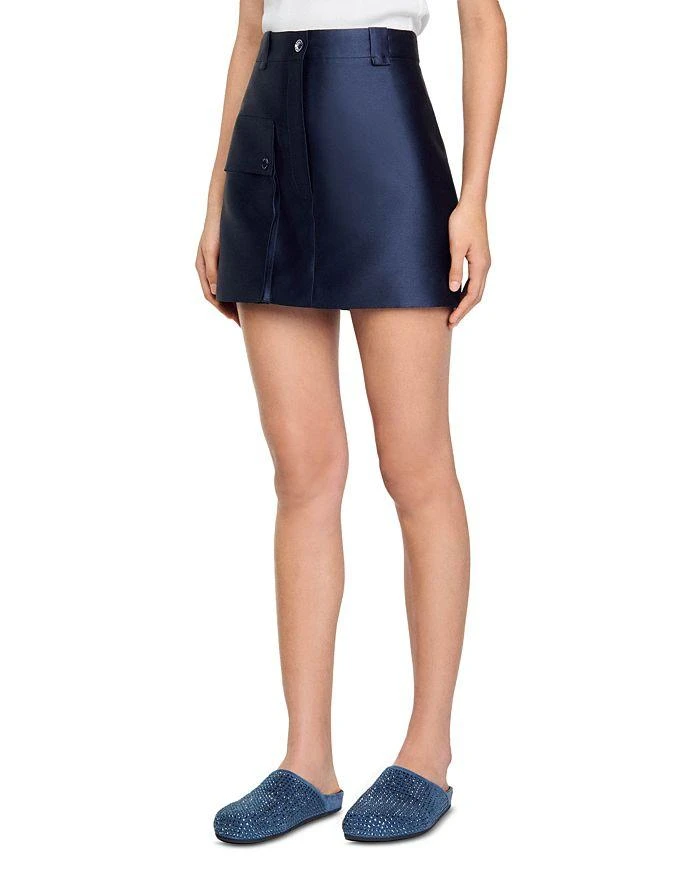 Sandro Dada Satin Cargo Mini Skirt 5