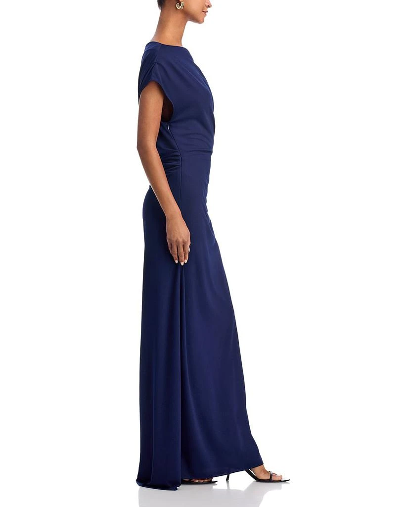 formal jersey dress Long Black Formal Dress with Three-Quarter Sleeves Black / 6 main image 0
