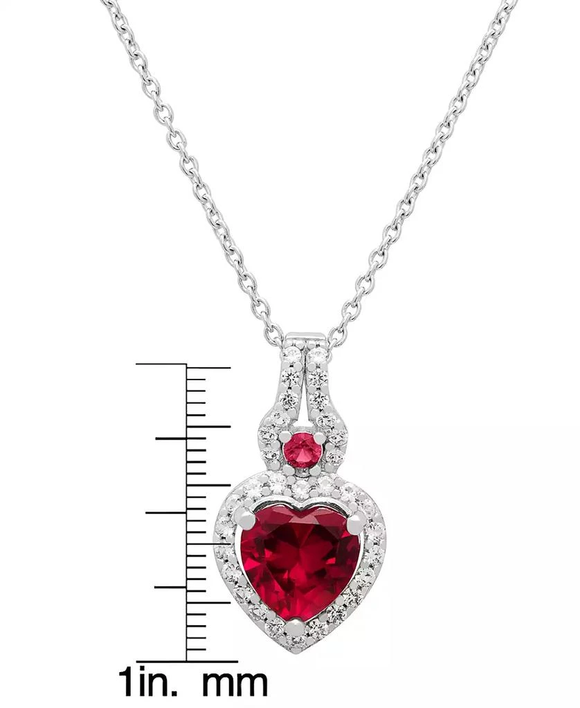 Macy
s Lab Ruby (2.39 ct. t.w.) 
Lab Grown White Sapphire (0.37 ct. t.w.) Heart Necklace in Sterling Silver 2