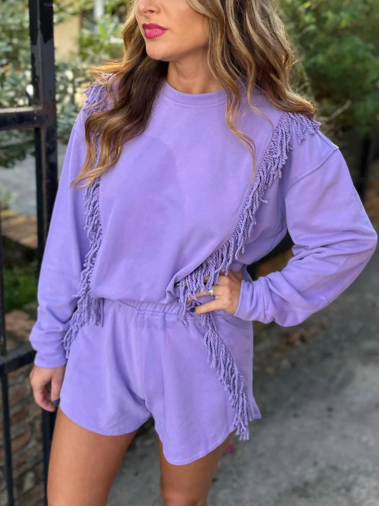 Nolaverse Mardi Gras Purple Fringe Shorts 3