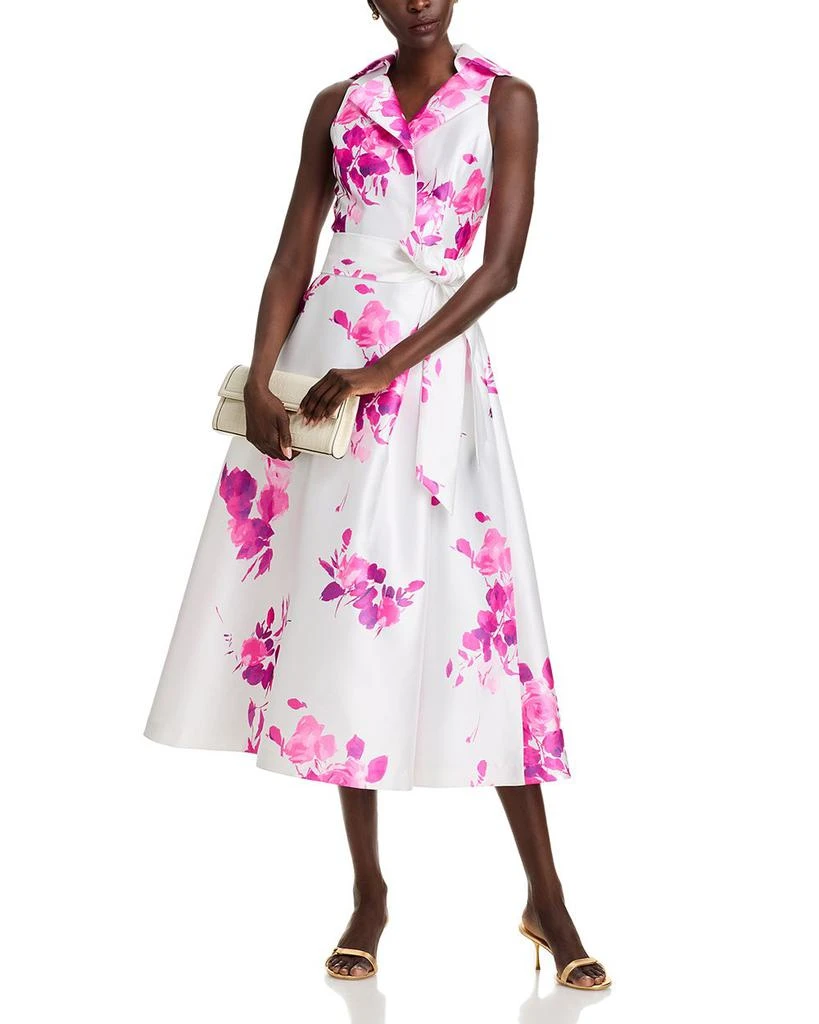 Teri Jon Pique Mikado Floral Dress 2