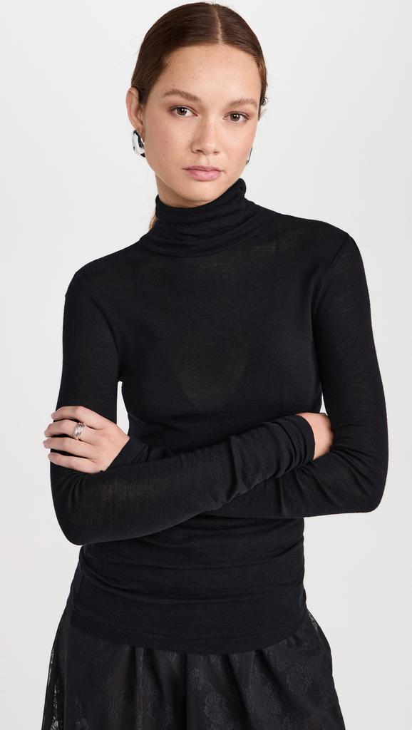 Recto Overlay Jacquard Logo Turtleneck Top