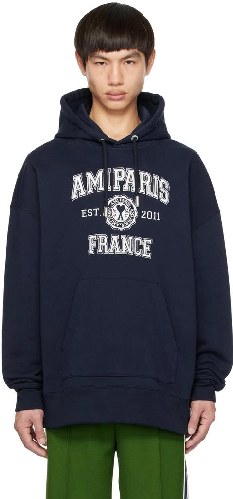 AMI Navy 'Ami Paris France' Hoodie 1