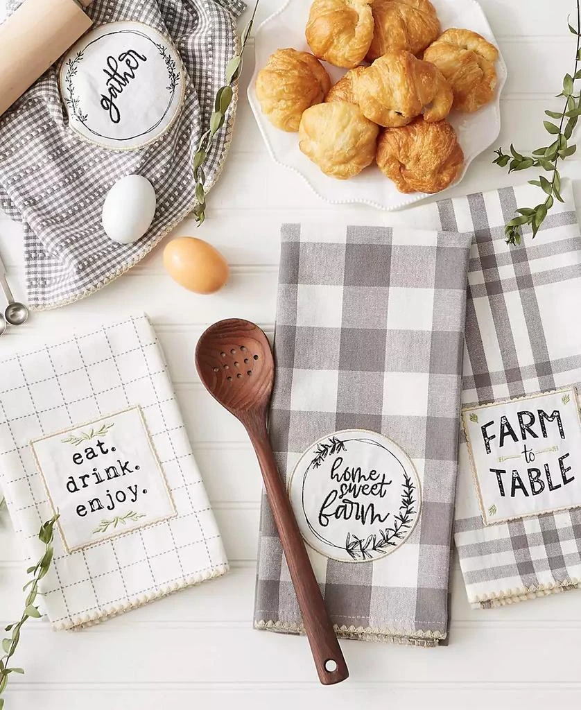 Design Imports Home Sweet Farmhouse Kitchen Collection, Dishtowel Set, 18x28", Gray, 4 Count 6