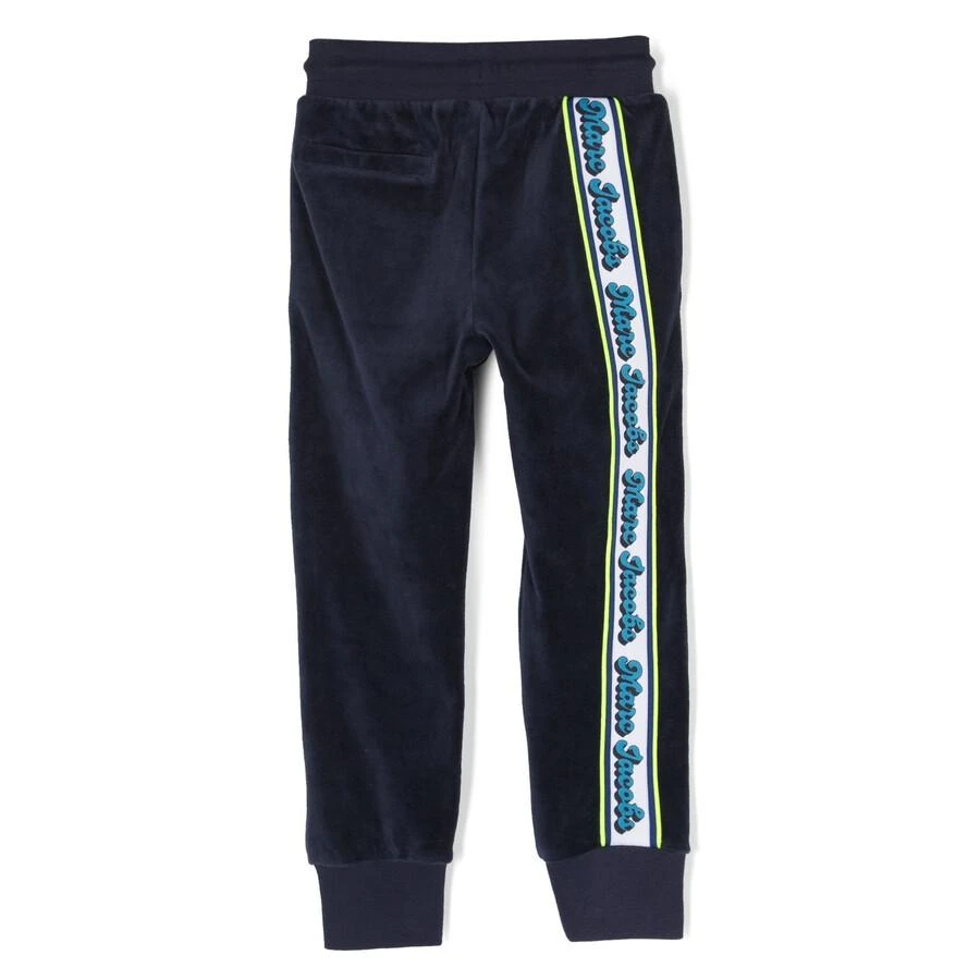 Marc Jacobs Kids Navy Logo Tape Velvet Sweatpants 2