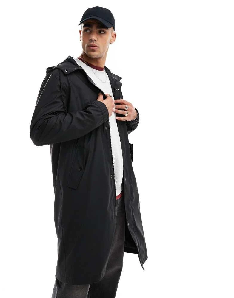 ASOS ASOS DESIGN longline rubberised windbreaker jacket in black 4