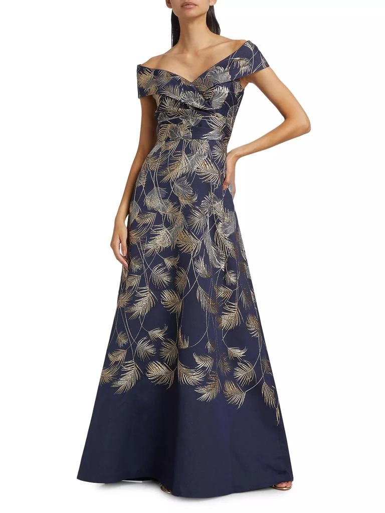 Teri Jon Jacquard Off-The-Shoulder Gown 2