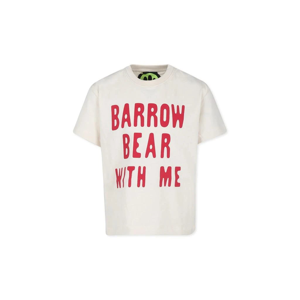 BARROW Ivory T-shirt For Kids With Logo And Bear 1