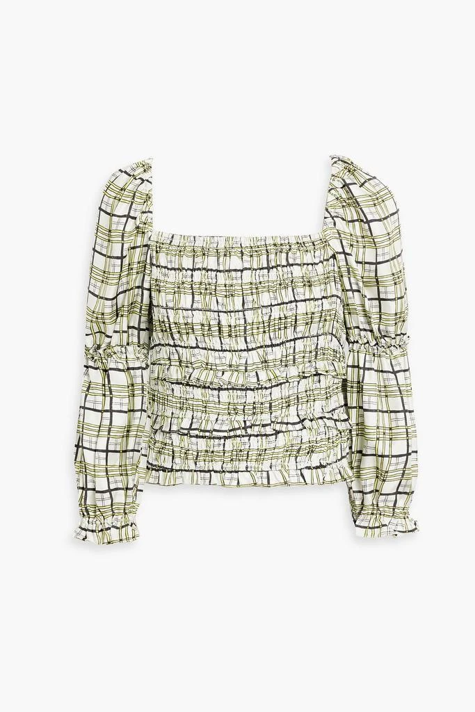 shrimps Sorana shirred checked silk-twill top 1