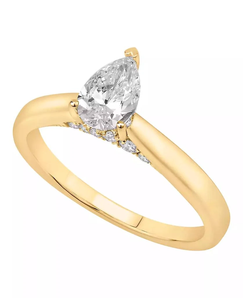GIA Certified Diamonds Pear Engagement Ring (1 ct. t.w.) in 14k Yellow Gold 1