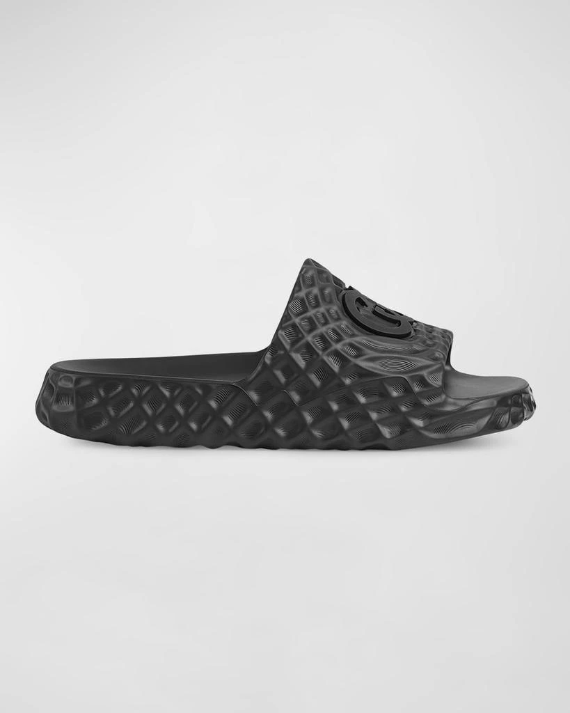 Gucci Men's Water Ripple Textured Rubber Pool Slides Sandals