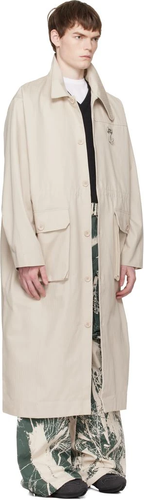 Reese Cooper Beige Cotton Herringbone Overcoat 2