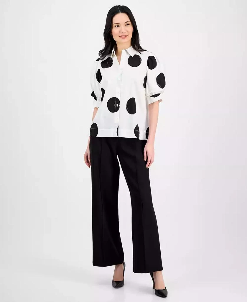 Tahari Women's Short-Blouson-Sleeve Button-Front Shirt 2
