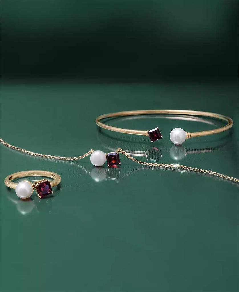 Audrey by Aurate Cultured Freshwater Pearl (5mm) & Rhodolite (5/8 ct. t.w.) Two Stone Adjustable 18" Pendant Necklace in Gold Vermeil , Exclusively at Macy's 5