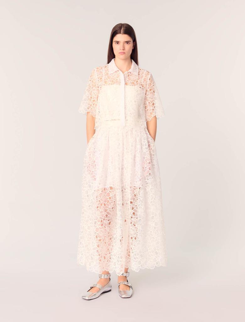 Maje Maje Woman's polyester Cropped floral lace blouse for Spring/Summer