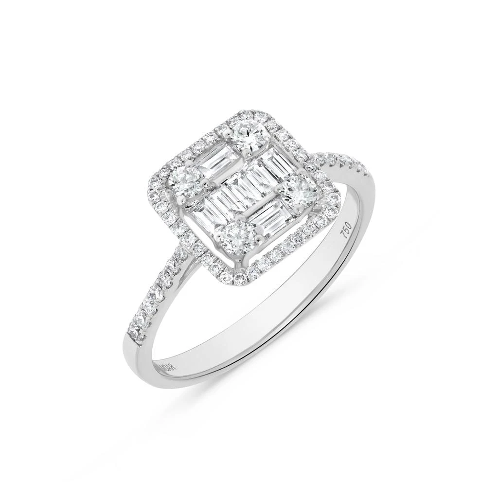 H.J. Namdar 0.75 ct tw Baguette Diamond Cluster Ring 18K White Gold Natural Diamonds Size 6