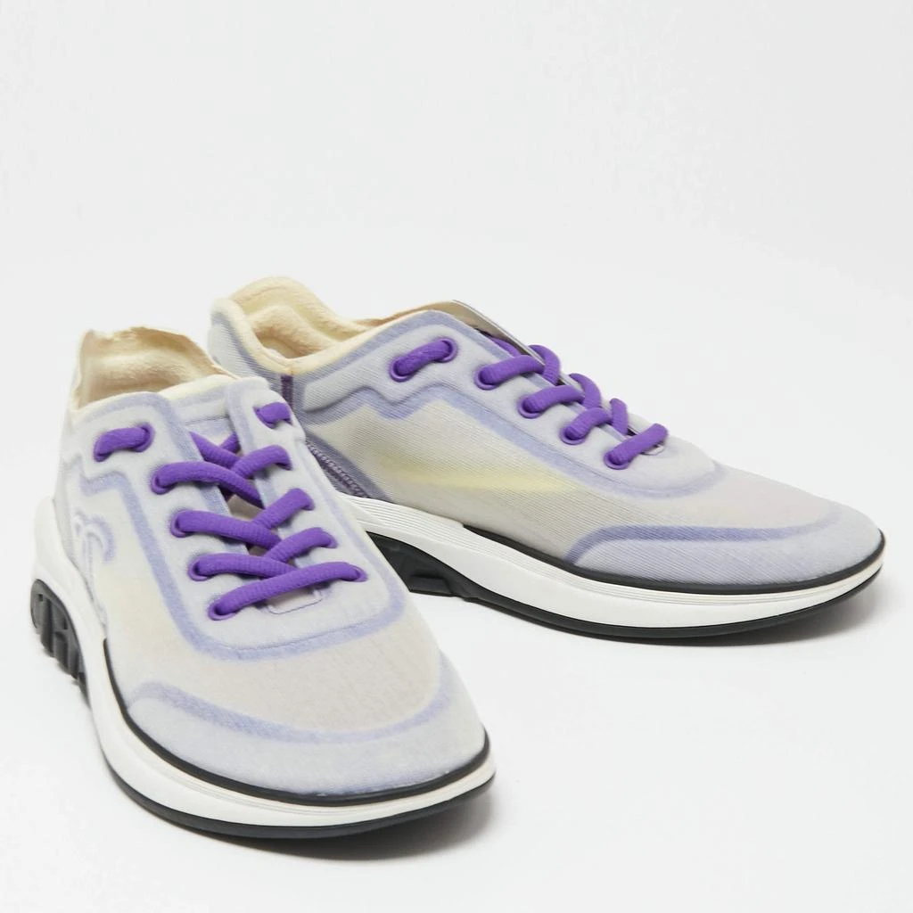 Chanel Chanel Purple/White Net And Fabric Lyrca Logo Trainers Sneakers Size 39 4