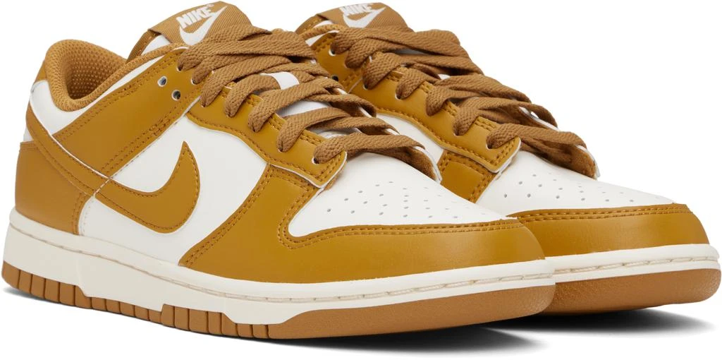 NIKE White & Brown Dunk Low Retro Sneakers 4