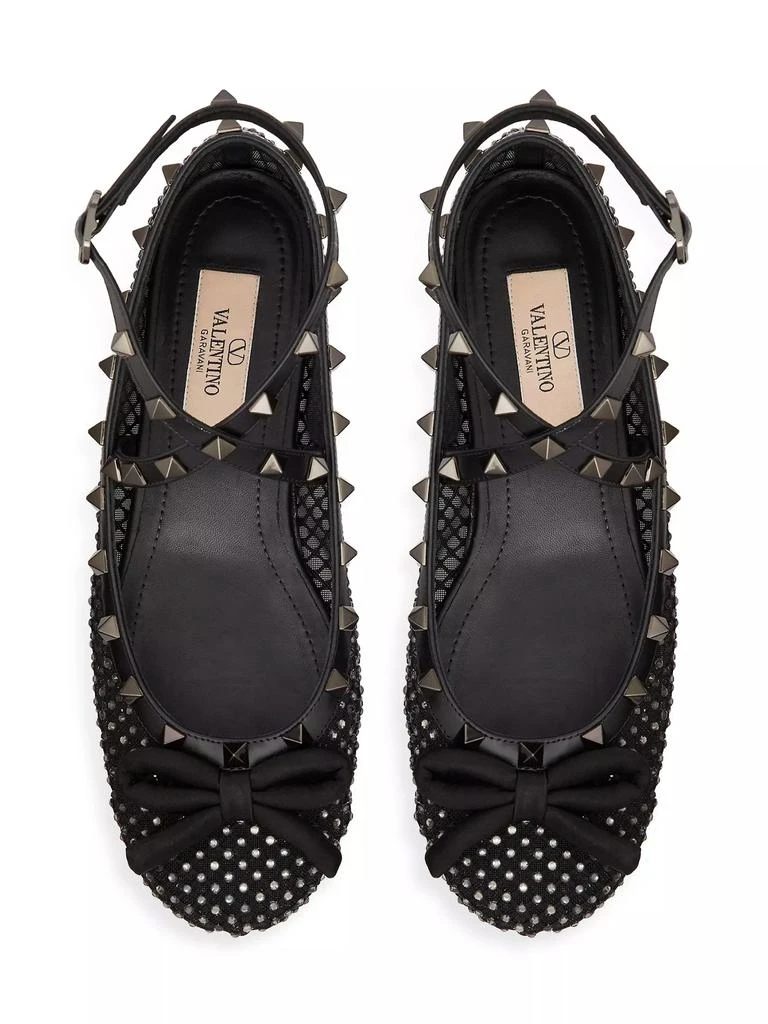 Valentino Rockstud Mesh Ballerina Flats With Crystals And Matching Studs 4