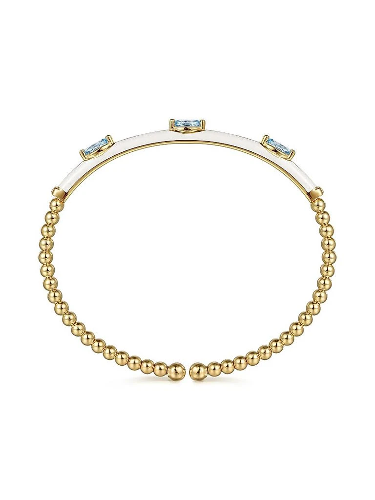 Gabriel 
Co Bujukan 14K Yellow Gold, Blue Topaz 
Enamel Bar Cuff Bracelet 4