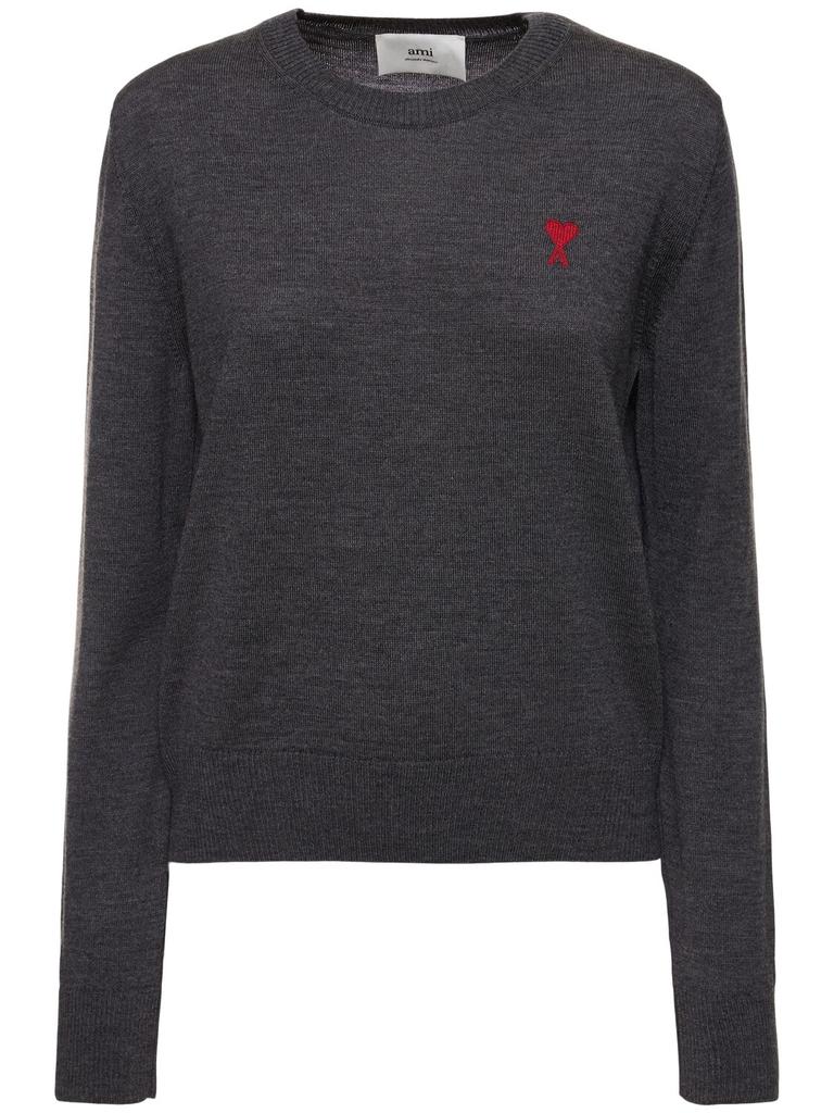 AMI PARIS Red Ami De Coeur Wool Crewneck Sweater