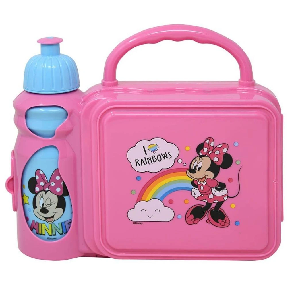 Disney Minnie Mouse Lunch Box Combo with Water Bottle Kids Set