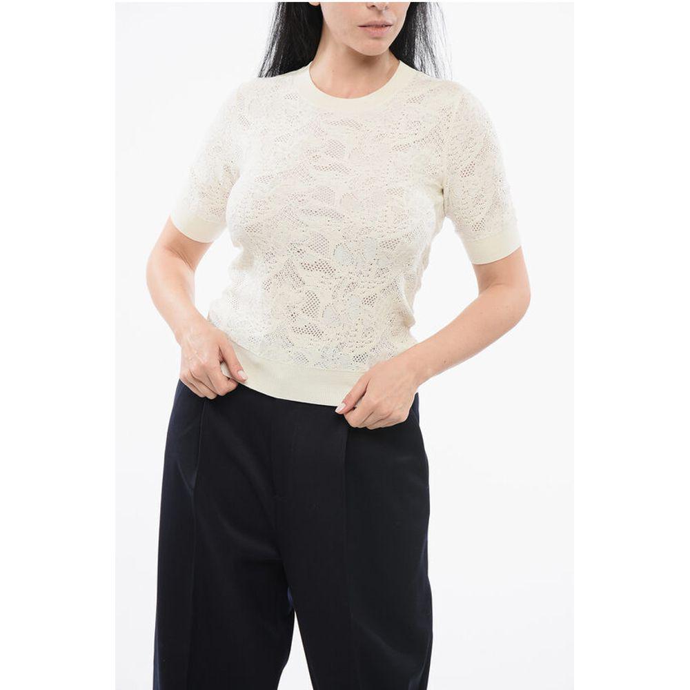 Chloé Chloé Short-sleeved Jacquard Silk Blend Sweater