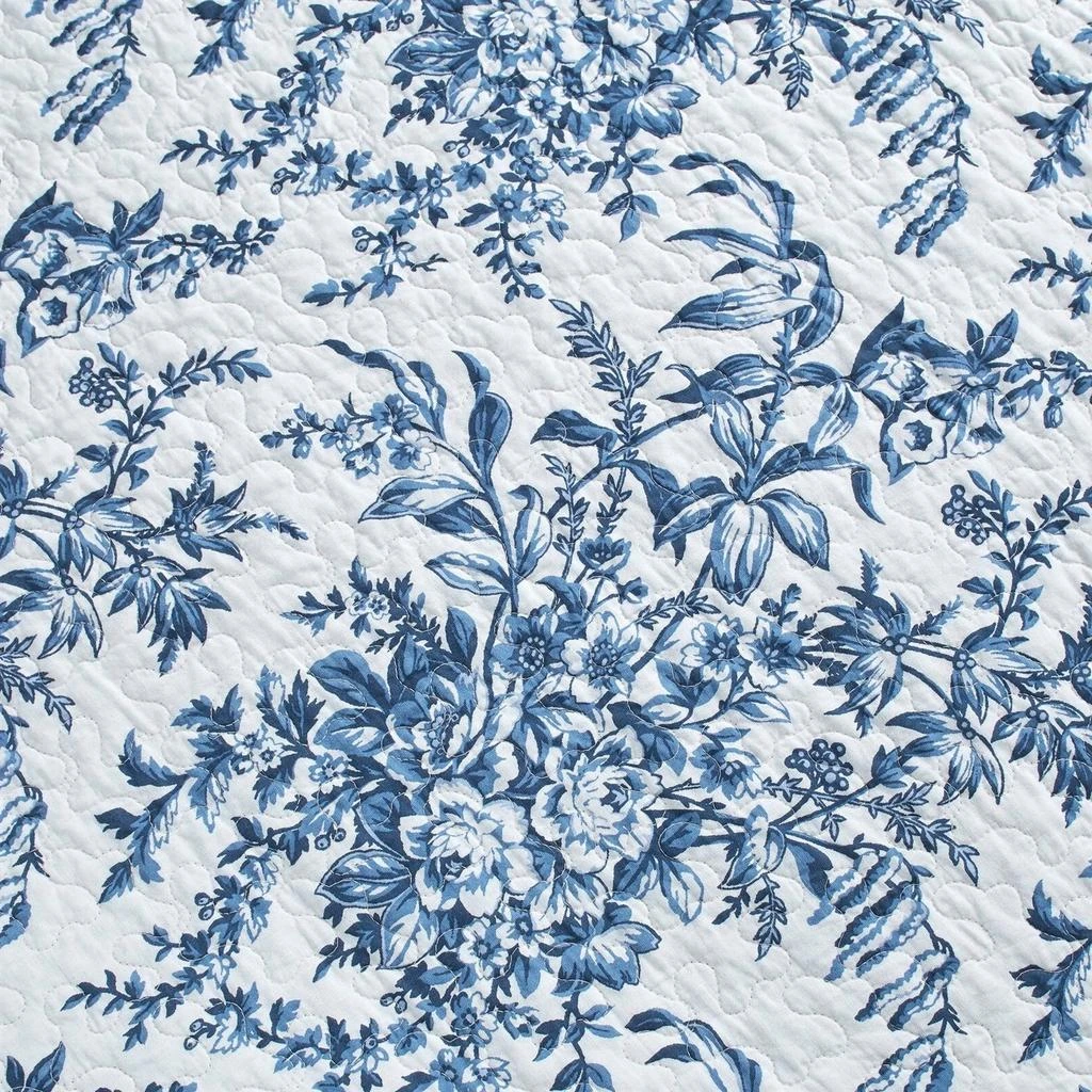 Hivvago King size 3 Piece Bed-in-a-Bag Reversible Blue White Floral Cotton Quilt Set 4