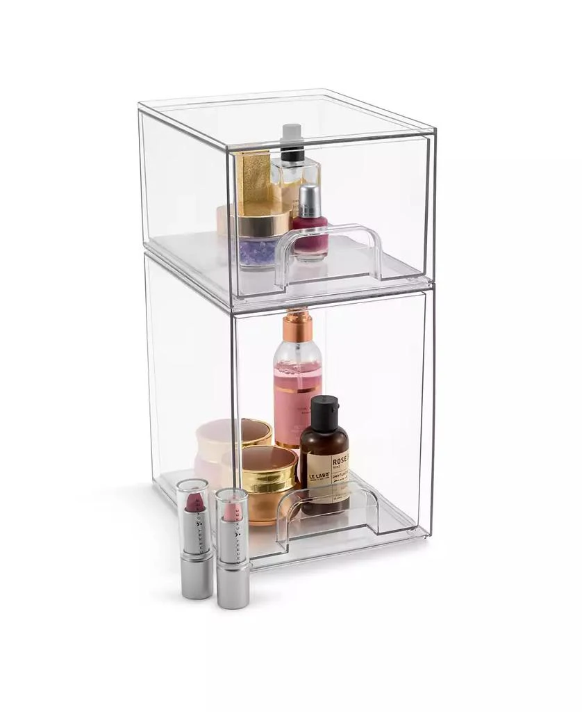 Sorbus 2 Piece (7.6   and 4.4   Tall) Makeup Organizer Case with Pull-Out Drawers