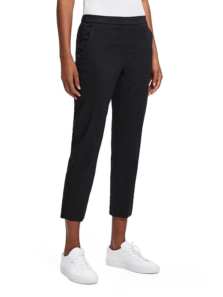 Theory Treeca Linen Pull-On Crop Pants 4