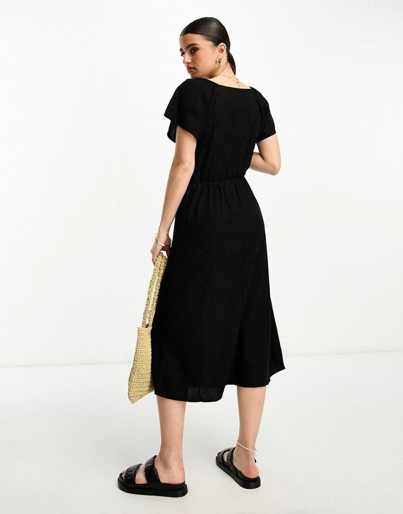 Shop Vero Moda linen touch flutter sleeve midi dress in black on Sale at  BeyondStyle  Get 70% Off Vero Moda linen touch flutter sleeve midi dress  in black with Limited-Time Flash